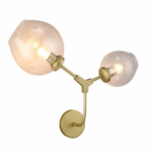 2-Globe Bubble Wall Lamp Gold Perspective: front
