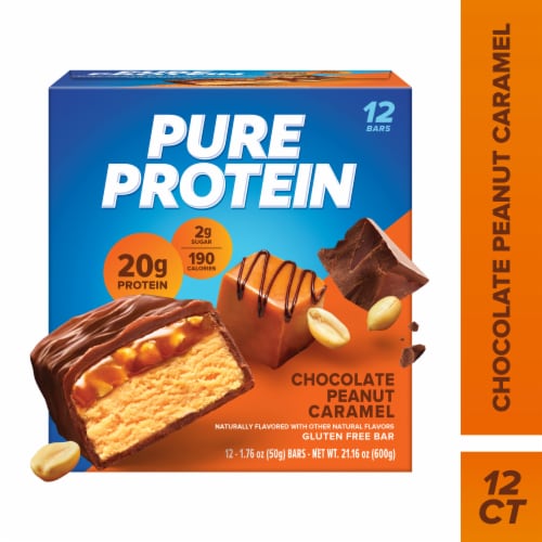 Pure Protein Chocolate Peanut Caramel Protein Bars Perspective: front
