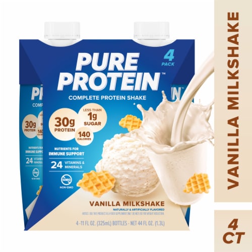 Pure Protein™ Vanilla Milkshake Complete Protein Shakes Perspective: front