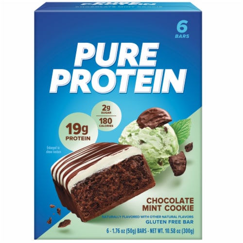 Pure Protein Chocolate Mint Cookie Protein Bars Perspective: front