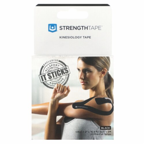 StrengthTape Kinesiology Tape 5M Precut Roll - Black Perspective: front
