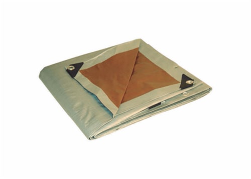 Dry Top Heavy Duty Poly Reversible Tarp - Silver/Brown Perspective: front