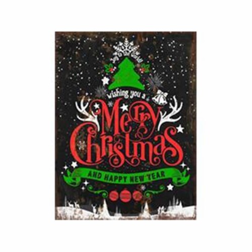 Xmas & New Year Vintage Metal Wall Decor Perspective: front