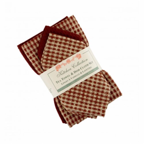 2 Tea Towels Plus 2 Dish Cloths Set, Berryvine Burgundy, 1 - Fry's Food  Stores