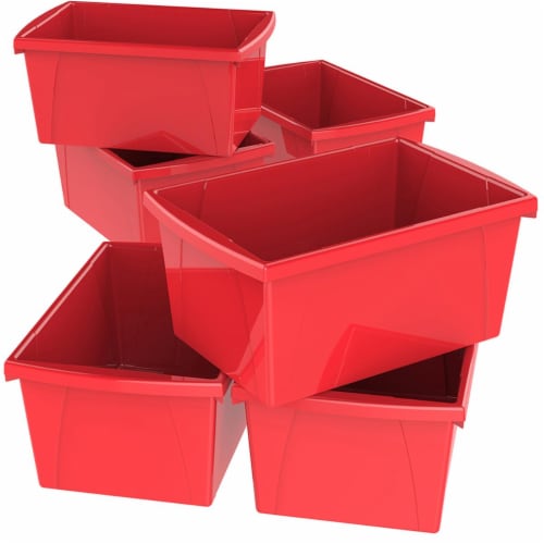 5.5 gal Classroom Storage Bin, Red - Pack of 6 Perspective: front