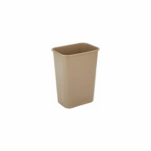 41 qt. Plastic Waste Basket, Beige Perspective: front