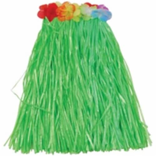 Child Hula Skirt with Flowers - Green Perspective: front