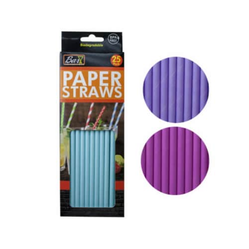 Kole Imports GE093-24 Paper Drinking Straws - Pack of 25 - Case of 24 Perspective: front