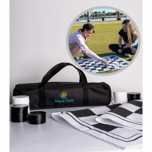 Peerless CHX001 -BLACK-WHITE Giant Checkers Game Set, Black & White Perspective: front