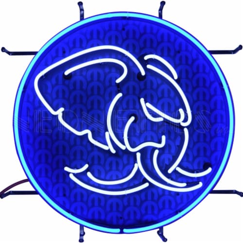 Neonetics Hellephant Hemi Mopar Neon Sign Hand Blown Real Glass Tubes - Blue and White Perspective: front