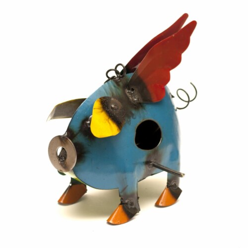 Rustic Arrow 100048 Metal Flying Pig Birdhouse for Decor Perspective: front