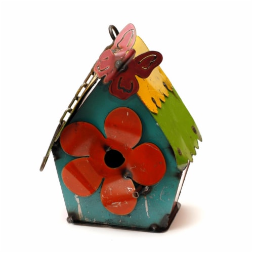 Rustic Arrow 10178 Hanging Birdhouse with Butterfly Metal Art Perspective: front