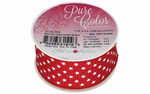 Morex Ribbon Wire Mini Stars 1.5"x 3yd Red Perspective: front