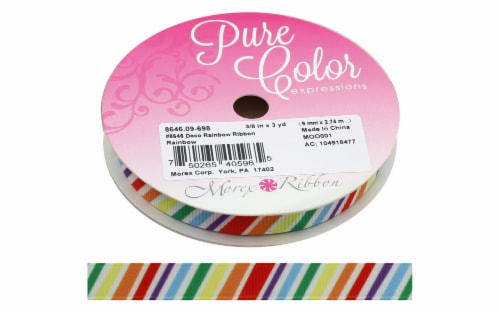 Morex Ribbon Grosgrain 3/8 x 3yd Deco Rainbow Perspective: front