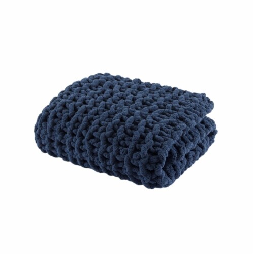 Gracie Mills Dana Handmade Chenille Chunky Knit Throw Blanket Grace 14482 Navy Blue 50X60 50x60 Jay C Food Stores