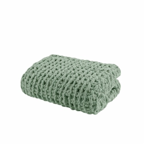 Gracie Mills Dana Handmade Chenille Chunky Knit Throw Blanket Grace 14482 Sage Green 50X60 50x60 King Soopers