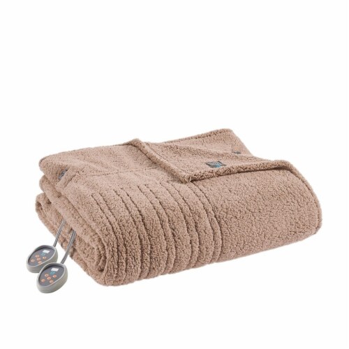 Gracie Mills Jorah Solid Sherpa Electric Heated Blanket Queen King Grace 15521 Brown King King Mariano s