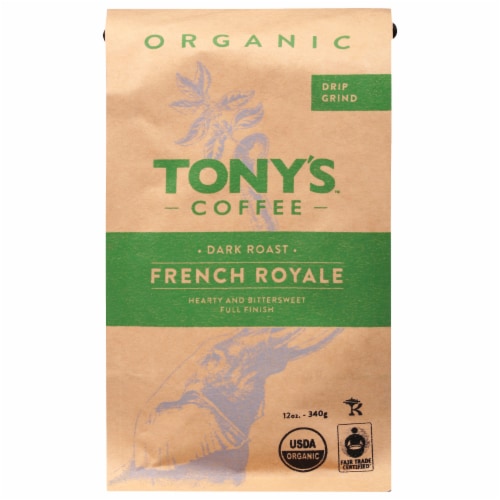 Tony's Coffee Organic French Royale Dark Roast Coffee Perspective: front