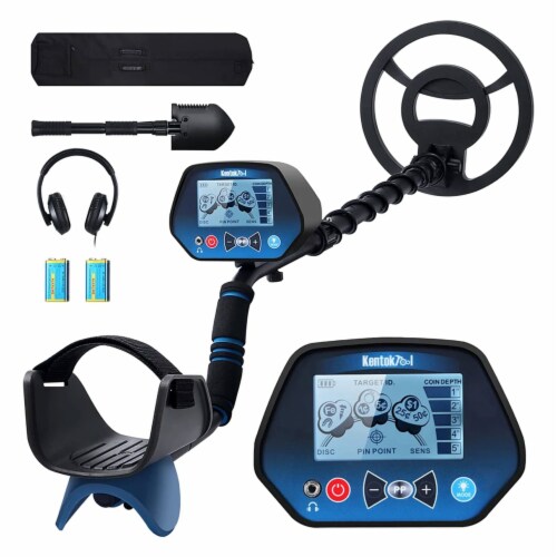 KentokTool Metal Detector with 3 Operating Modes, Waterproof Coil, & LCD Display Perspective: front