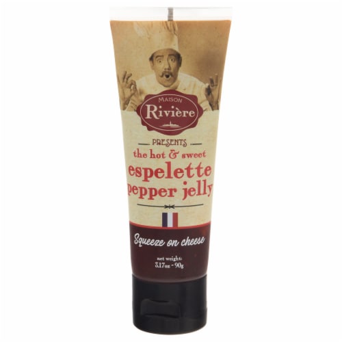 Maison Riviere Espelette Pepper Jelly Squeeze on Cheese Perspective: front