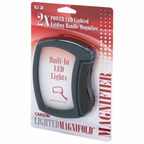 Carson Lighted MagniFold 2x Power LED Handheld Magnifier Perspective: front