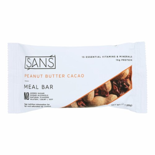 Sans - Meal Bar Peanut Butter Ca - Case of 12-3 OZ Perspective: front