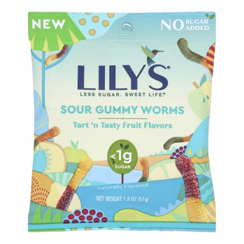 Lilys - Gummy Worms Sour Fruit - Case of 12-1.8 OZ Perspective: front