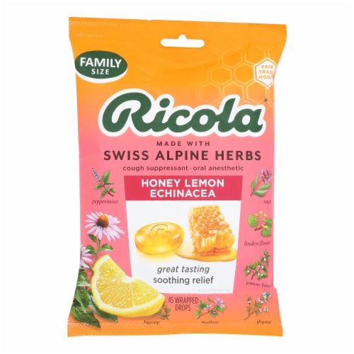 Ricola - Cough Drop Ech Honey Lemon - Case of 6-45 CT Perspective: front