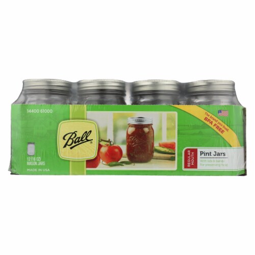 Ball Regular Mouth Mason Jars, 16 oz - 12 count