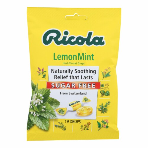 Ricola - Cough Drop Sugar Free Lemon Mint - Case of 8-19 CT Perspective: front