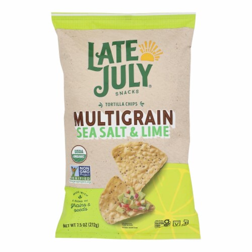 Late July Snacks - Tort Chips Mltgrn Ss Lm - Case of 12-7.5 OZ Perspective: front
