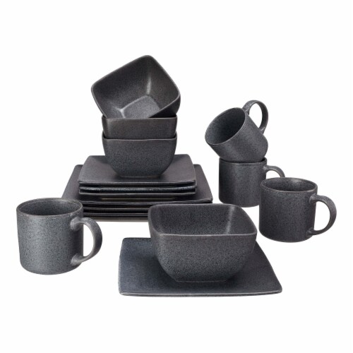 Better Homes Gardens Dark Gray Square Stoneware Dinnerware Set 16 piece Pick n Save