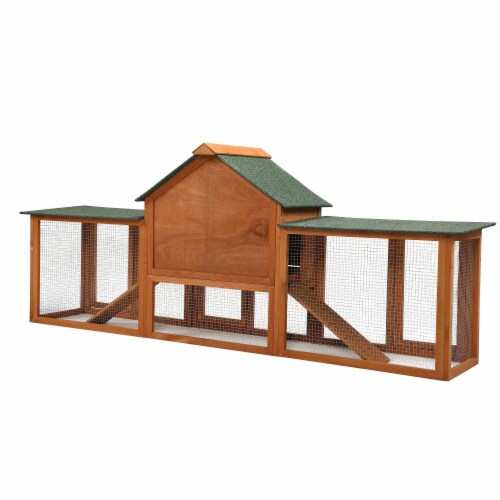 Yeah Depot Large Orange Wooden Rabbit Hutch Indoor Outdoor Bunny Cage with Tray and Runs 1 Ct QFC