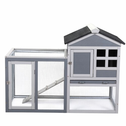 Premium Rabbit Hutch for Small Animals - Ultimate Comfort & Security Perspective: front