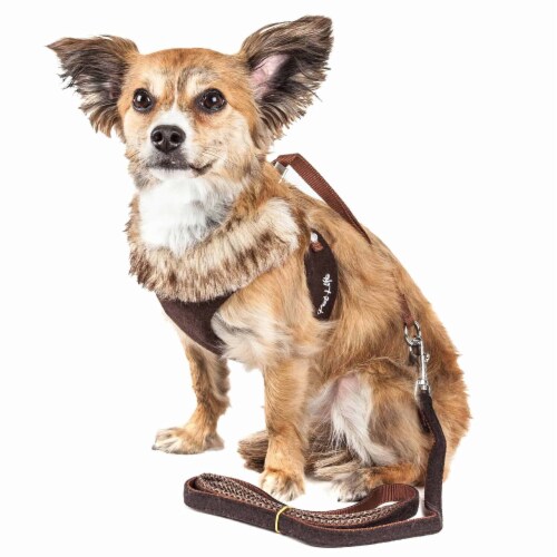 Pet Life Luxe Furracious 2 In 1 Adjustable Dog Harness Leash with Removable Fur Collar 1 Ct Mariano s