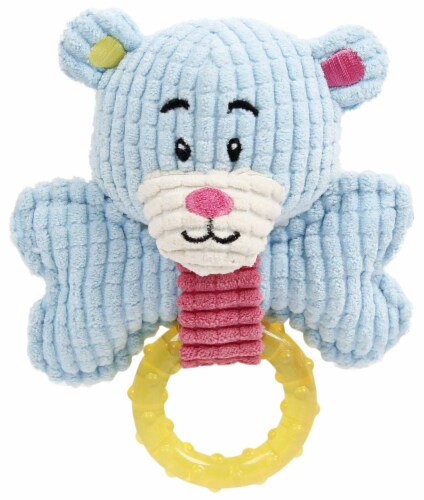 Pet Life - 'Paci-Plush' Plush Squeaking and Rubber Teething Newborn Puppy Dog Toy Perspective: front
