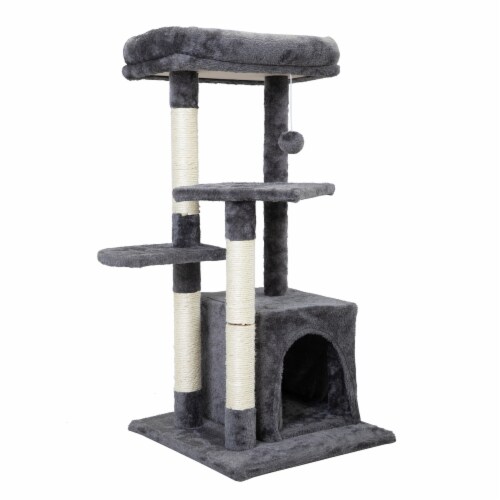FX070 - Double Level Cat Tree - House Furniture Kittens Activity Tower Pet Play House Perspective: front