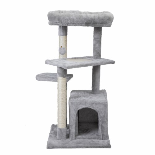 FX070 - Double Level Cat Tree - House Furniture Kittens Activity Tower Pet Play House Perspective: front