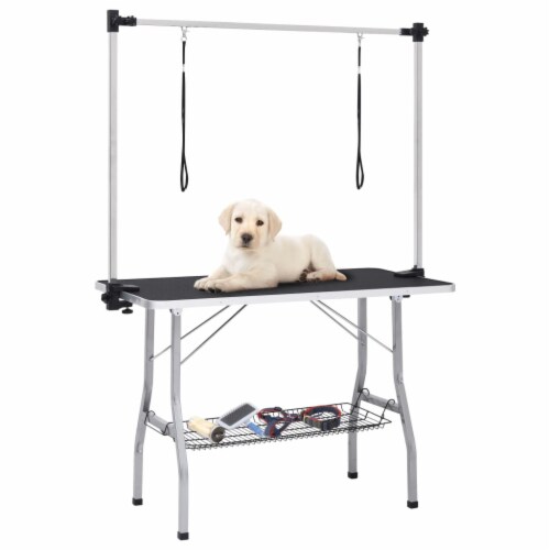 Home Life Boutique Adjustable Dog Grooming Table with 2 Loops and Basket 1 Set Mariano s