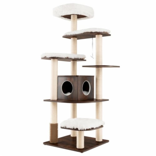 Hooya Imp.& Exp. - Wooden Multi-Layer Cat Tree with Scratch-Resistant Rope Perspective: front