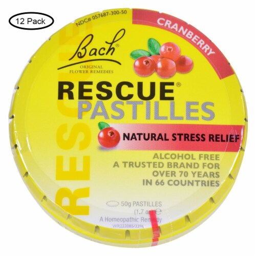 Bach Rescue Remedy Cranberry Pastilles - 50 Grm - Case Of 12 Perspective: front
