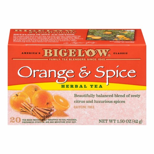 Bigelow Orange & Spice Herb Tea - Case Of 6 - 20 Bag Perspective: front