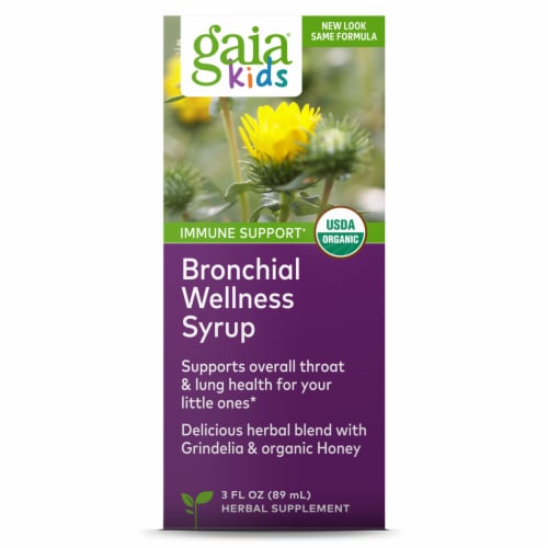 Gaia® Herbs Organic Kids Bronchial Wellness Syrup Perspective: front