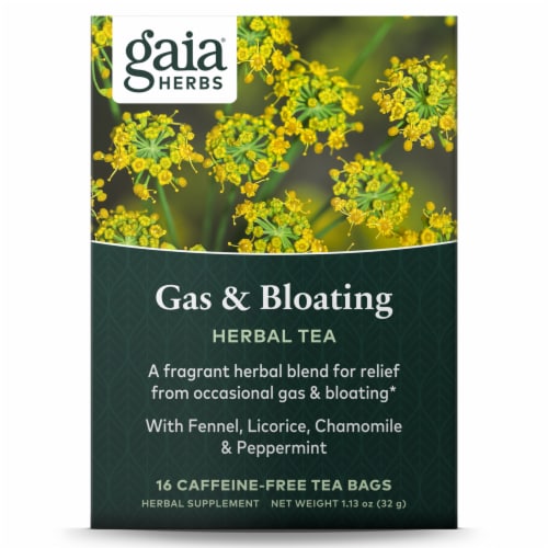 Gaia Herbs  Gas & Bloating Herbal Tea Perspective: front