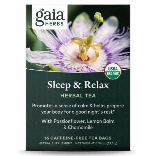 Gaia Herbs Sleep and Relax Herbal Tea Perspective: front