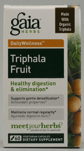 Gaia® Herbs Triphala Fruit Dietary Supplement Perspective: front