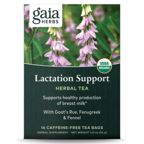 Gaia Herbs Organic Lactation Support Caffeine Free Tea Bags Perspective: front