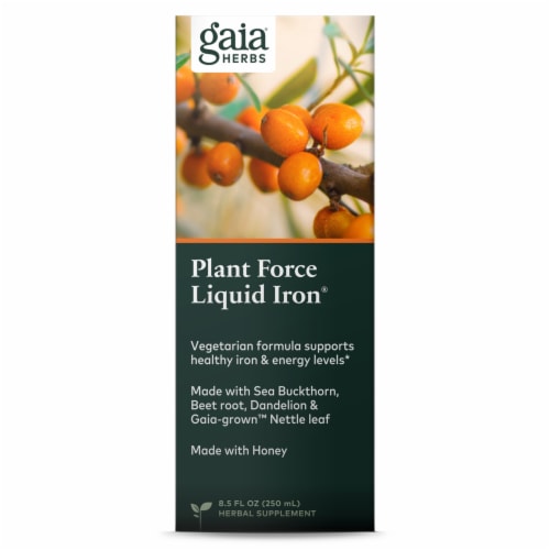 Gaia Herbs PlantForce Liquid Iron Perspective: front