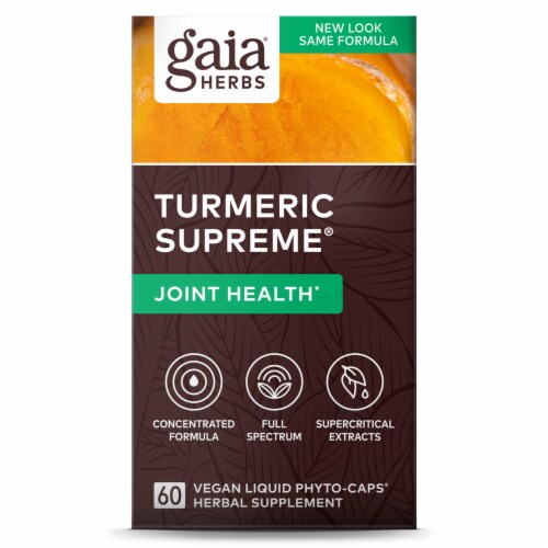 Gaia Herbs® Turmeric Supreme Joint Liquid Phyto-Caps Perspective: front