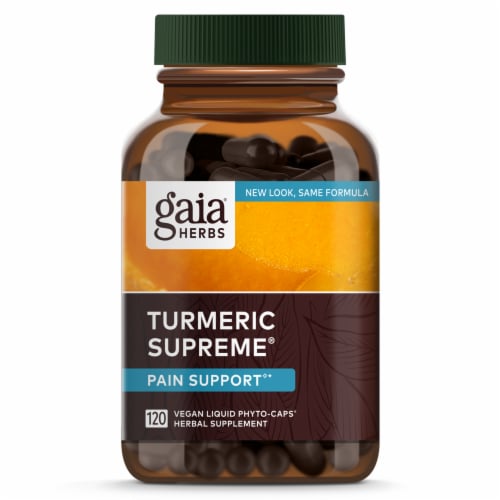 Gaia® Herbs Turmeric Supreme Pain Vegan Liquid Phyto-Caps Perspective: front
